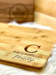 1 Pc Custom Engraved Cutting Bamboo Board, Personalized Wedding Gift, House Warming Gift, Personalized Cutting Board, Anniversary Present, For Valentine's Day, For Mother's Day, For Father's Day, For Graduation, Kitchen Gift, Kitchen Decor - Wood Color - View 4