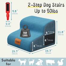 2Tier Pet Stairs For Small Dogs & Cats – High-Density Foam Dog Stairs For High Beds Or Couches, Dog Step With Waterproof Cover And Non-Slip Bottom, Durable & Comfortable