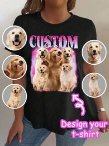Personaliza camisas y camisetas de talla grande - Agrega tu propio texto e imágenes (foto de mascota/selfie/foto de amigo/foto de miembro de la familia) para diseñar tu camiseta de talla grande personalizada e impresa, logo | Negocio | Regalo de boda | Ropa de fiesta | Regalo de cumpleaños | Disfraz de Halloween | Navidad, Camiseta personalizada