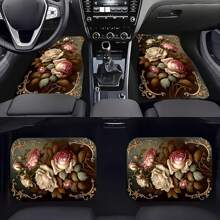 4 pièces Tapis de sol de voiture universels imprimés, tapis de sol antidérapants pour les sièges avant et arrière, tapis de protection de sol de voiture anti-salissure et anti-poussière pour une protection toute saison - faciles à installer et à nettoyer