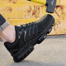 Zapatos con punta de acero para mujeres, zapatos de trabajo irrompibles, zapatillas deportivas ligeras con punta de acero para mujeres, zapatos de seguridad antideslizantes, zapatos con puntera compuesta a prueba de pinchazos - Negro - Ver 2