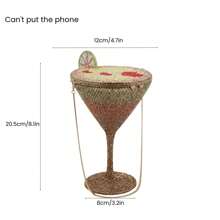Luxury Goblet Rhinestone Evening Bag Cocktail Cup Diamond Clutch Wedding Purse For Party - Champagne - View 2