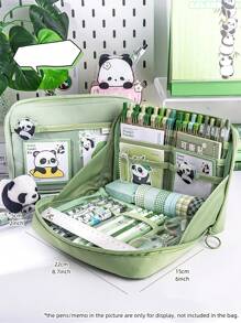 Simple Color Wide-Open Pencil Bag Pen Case 12 Compartments Oxford Fabric Storage Pouch For Stationery School Student , Back To School Gifts