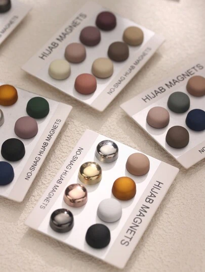 8 Pairs Solid Color Zinc Alloy Hijab Magnets, Strong Magnet, Suitable For Spring, Summer, Autumn, Winter For Dress