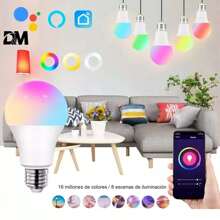 SMART LED BULB Foco Led Rgb Wifi Inteligente Compatible Alexa,navidad decoración navideña,decoración de halloween,luces de navidad,decoración de cuarto,cosas para decorar tu cuarto,Bombilla LED inteligente que cambia de color, bombilla multicolor con casquillo de rosca y 16 colores de iluminación ambiental. Cuenta con 4 modos de iluminación, brillo y velocidad ajustables, múltiples efectos de iluminación y personalización multicolor.D006 - Tipo de Enchufe A USA (110-127V) - Ver 4