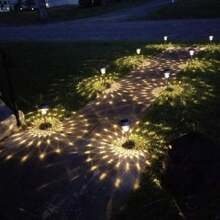 Luces solares para césped RGB, luces con enchufe de tierra, luces de proyección de luz de estrellas, luces solares para césped de colores RGB de luz cálida, adecuadas para patios, jardines, pasillos, líneas coloridas para decorar jardines y patios, 4 paquetes - Negro - Ver 2