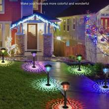 Luces solares para césped RGB, luces con enchufe de tierra, luces de proyección de luz de estrellas, luces solares para césped de colores RGB de luz cálida, adecuadas para patios, jardines, pasillos, líneas coloridas para decorar jardines y patios, 4 paquetes - Negro - Ver 6