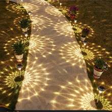Luces solares para césped RGB, luces con enchufe de tierra, luces de proyección de luz de estrellas, luces solares para césped de colores RGB de luz cálida, adecuadas para patios, jardines, pasillos, líneas coloridas para decorar jardines y patios, 4 paquetes - Negro - Ver 8