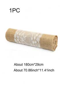 1pc-Wedding Decoration Burlap Tablecloth, Lace Yellow Burlap Tablecloth, Party Farmhouse Kitchen, Household Dust Prevention Supplies, Party Supplies, Party Tableware Supplies, - Multicolor - View 1