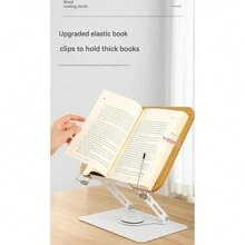 Base giratoria de 360° para libros, ajustable en altura y ángulo, plegable y portátil, ligera pero resistente, apta para oficina, sala de estudio, aprendizaje, cocina, libros de texto, libros de cocina, revistas, tabletas