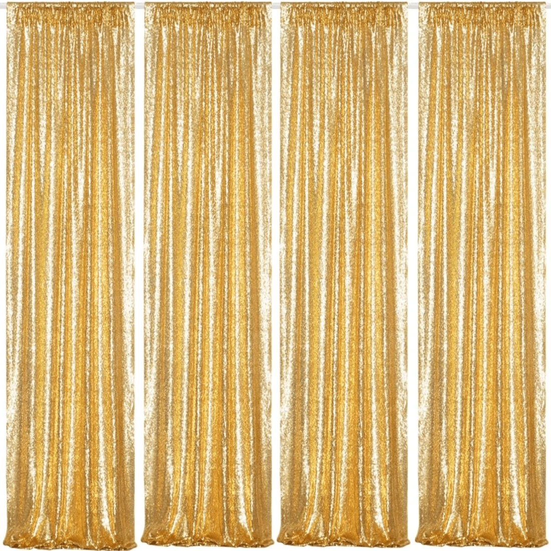 Gold Sequin Backdrop Curtain, 4PCS 2FTx8FT Glitter Backdrop Curtain For Parties, Christmas, Wedding, Party Decoration - 色澤金黃 - 查看 1