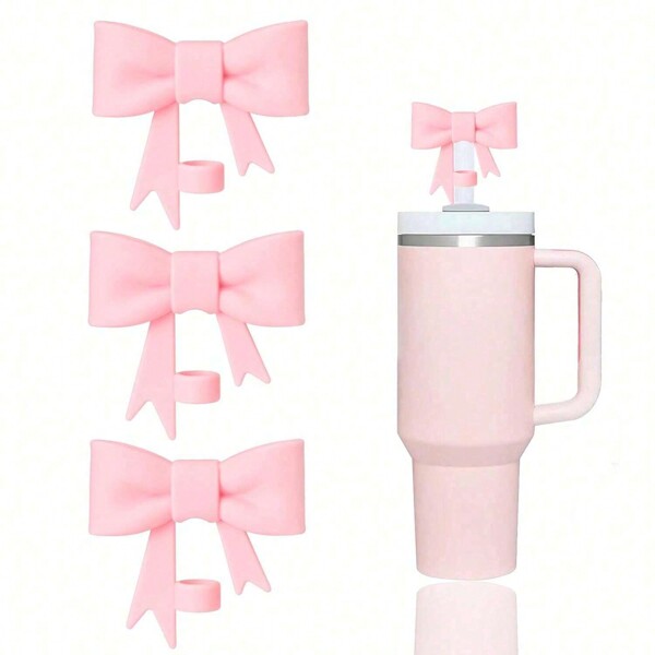 1pc Classic Bow Straw Cover Top, Compatible With 30 And 40 Ounce Drum Cups, Reusable Silicone Straw Cover Protector, Cup Straw Accessories, Silicone Straw Cover Dustproof Butterfly Icing Bully Cup