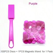 100 chiếc chip Bingo trong suốt nhiều màu, 1 que nam châm, có chức năng nhận dạng màu từ tính, đồ chơi giáo dục cho trò chơi Bingo, màu sắc có thể thay đổi (cam, vàng, xanh lam, xanh lá cây, đỏ, v.v.), dụng cụ chấm Bingo, PVC, số lượng lớn, vé số, chó Bingo, vé số, trò chơi chip Bingo, đồ chơi từ tính - Nhiều màu - Xem 27