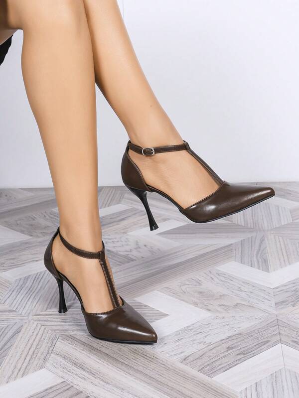 Women's Chocolate Brown Sexy, Comfortable And Fashionable Pointed Toe Slim High Heel Shoes, Simple Casual, Fashionable, Elegant, Versatile