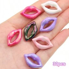beadia 10/30pcs 25x15mm Acrylic Plated Colored (White, Rose Red, Pink, Purple, Black)Lip Shaped Beads For DIY Accessories On Necklaces And Bracelets By Handmade DIY