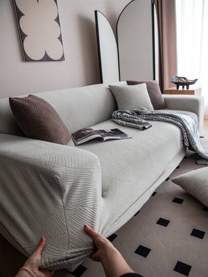 1 件经典沙发套，带防滑垫，可机洗涤纶氨纶混纺，花卉提花设计，通用，适用于扶手椅、双人沙发、3 人座、4 人座和组合沙发