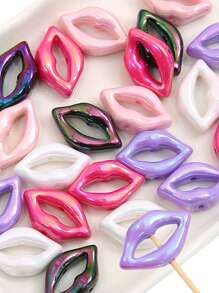 beadia 10/30pcs 25x15mm Acrylic Plated Colored (White, Rose Red, Pink, Purple, Black)Lip Shaped Beads For DIY Accessories On Necklaces And Bracelets By Handmade DIY