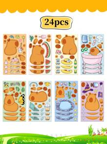 Pegatinas originales con cambio de cara de capibara y parche de rompecabezas de dibujos animados personalizados - Multicolor - Ver 7