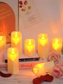 1 pièce Bougie électronique en forme de cœur, bougie électronique sans flamme réaliste alimentée par pile