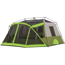 Carpa instantánea de cabina para 9 personas con 2 habitaciones y zona de pantalla, de 14' x 13.5', peso de 30.8 lbs - Verde Oscuro - Ver 2