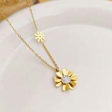 Small Daisy Necklace Cool Style Versatile Simple Clavicle Chain Necklace - Gold - View 1