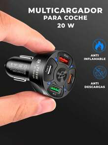 Multicargador CH.99 para Automovil Coche QC3.0 PD 20W USB3.1A Tipo C 4 en 1 Carga Super Rápida Inteligente ELE-GATE - Blanco y Negro - Ver 4