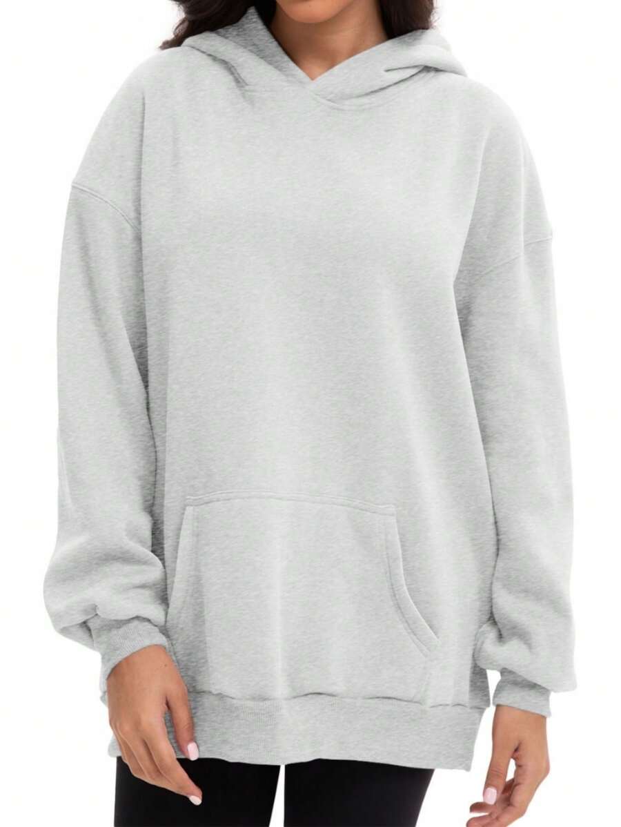 HIGHFINE Plus Size Sweatshirt For Women Casual Long Sleeve Pullover Hooded Tops With Pockets Fall Outfits Clothes - 灰色 - 查看 1