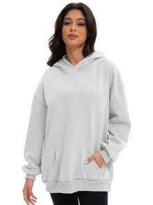 HIGHFINE Plus Size Sweatshirt For Women Casual Long Sleeve Pullover Hooded Tops With Pockets Fall Outfits Clothes - 灰色 - 查看 5