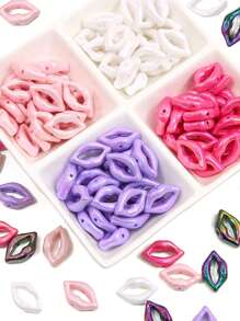 beadia 10/30pcs 25x15mm Acrylic Plated Colored (White, Rose Red, Pink, Purple, Black)Lip Shaped Beads For DIY Accessories On Necklaces And Bracelets By Handmade DIY