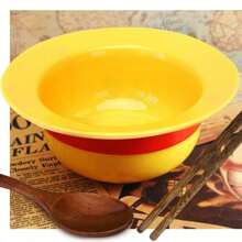 Yellow Straw Hat Ramen Bowl Set, Ceramic Straw Hat Bowl With Wooden Spoon & Chopsticks