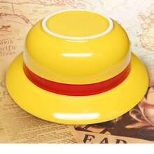 Yellow Straw Hat Ramen Bowl Set, Ceramic Straw Hat Bowl With Wooden Spoon & Chopsticks