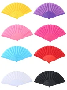 1PC Multi-Color Fashion Simple Solid Color Folding Fan, Perfect Gift For Friends, Family And Classmates