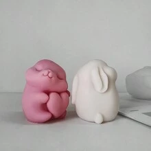 Stampo in silicone a forma di cuore con coniglietto carino, per artigianato fatto a mano