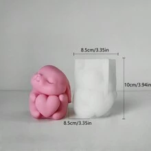 Stampo in silicone a forma di cuore con coniglietto carino, per artigianato fatto a mano
