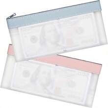 2 Pcs Money Bag, 7.7x3.7 Inch Money Pouch With Zipper For Cash,Bank Bags, Money Folder,Cash Holder For Coins,Cosmetics,Bills,Tool Etc. Back To School,Back To School,School Supplies