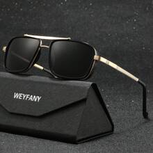 WEYFANY 男女通用方形双梁金属框偏光太阳镜，户外骑行运动驾驶钓鱼旅行太阳镜，高级精品礼盒包装，节日礼物 - 彩色 - 查看 13