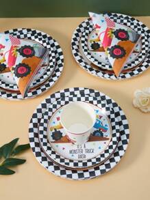 100/75/25/10pcs Mountain Bike Disposable Plates Napkins Cups, Mountain Bike Plates Napkins And Cups Party Supplies, Suitable For 25 Guests, Disposable Paper Plates Party Tableware Suitable For Birthday Party Family Picnic - Multicolor - View 4