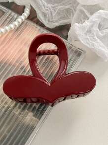 1件装 PC材质 情人节酒红色甜美少女简约心形发爪优雅发饰 情人节爪夹 发夹 发卡 发夹 发卡 发饰 秋冬发饰 女士度假装扮 情人节礼物 - 酒紅色 - 查看 2