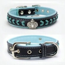 CL156 Woven Decorative Pet Collar, Rhinestone Crown Design Dog Collar, Soft Lining For More Comfort, Suitable For Small/Medium/Large Dogs - Multicolor - View 14