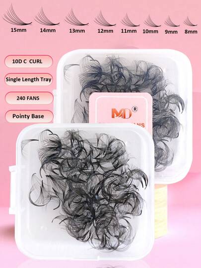 240 piezas de pestañas postizas profesionales prehechas | 10D 0.07 de grosor 8mm-15mm de rizado tipo C | Extensiones de pestañas con puntas afiladas prehechas, tipo grueso