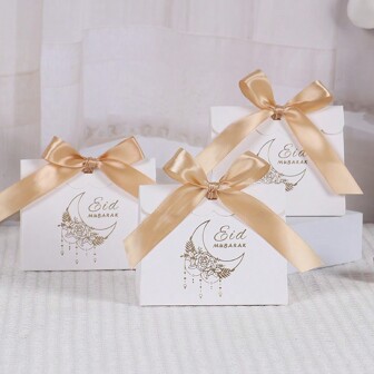 10 件装白色穆糖果饼干礼盒黑色蛋糕饼干盒穆斯林开斋节派对装饰用品