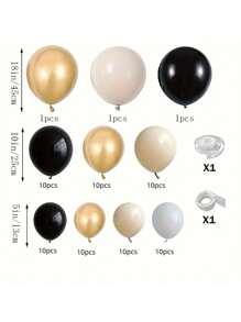 73 Peças Kit de Guirlanda de Balões de Látex Preto Dourado Branco e Areia para Decoração de Bottom de Festa de Aniversário, Casamento, Natal