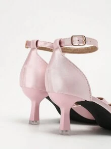 Extra brede hoge hak met puntige neus en holle roze sandalen voor dames, lente/zomer