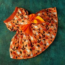 Dog Halloween Pumpkin Costume Clothes Outfit Small Puppy Pet Dog Funny Dresses