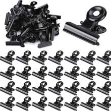 5/10/20/30/50/60/100 Packs Black Metal Paper Sealing Bulldog Binder Clips For Food Bags Metal Hinge Clip File Clamps For Crafts, Food Bags, Drawing, Photo At Home Kitchen Office, Back To School, School Supplies - Black - View 2