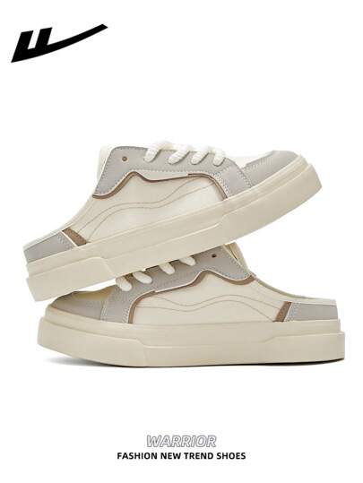 WARRIOR 女款 1 双帆布一脚蹬鞋，休闲系带设计，厚底，增高，滑板鞋，低帮户外平底鞋，秋季休闲运动鞋。经典款式搭配复古细节，舒适时尚的女士厚底运动鞋。