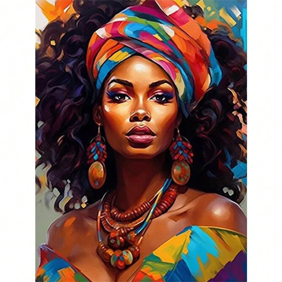 1 件套数字绘画套装女人肖像眼睛数字绘画帆布套装狗猫头鹰长颈鹿动物绘画套装成人家居卧室墙壁艺术品