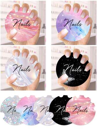 10 piezas Tarjetas de exhibición de arte de uñas, tablero de demostración de uñas hechas a mano, accesorio de salón de accesorios de uñas de fotografia, disco de uñas para selfie para manicurista