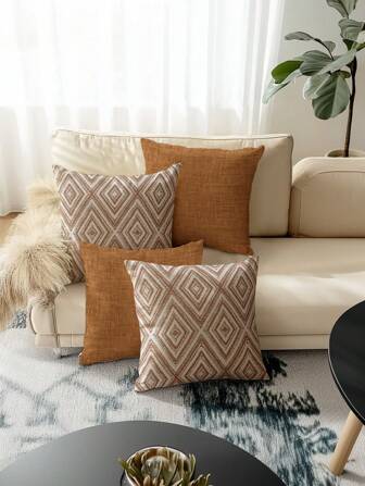 4pcs Spring And Summer Decorative Pillowcase Set Of 4 Sofa Pillows Polyester Cushion Cover Sofa Living Room, 45.72*45.72 Cm, Multi-Color Kitchen Cloth Set Very Suitable For Indoor, Kitchen, Anniversary, Table Decoration, Party, Home Supplies Christmas Gift Gift