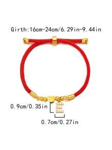 1 pieza Pulsera ajustable con corazón de acero inoxidable dorado, cuentas y letra con strass, adecuada para uso diario, citas, reuniones y fiestas. Un regalo conmovedor para amante, hermanas, mamá, madre, Día de la Madre - Rojo - Ver 5
